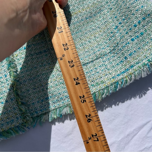 Green Tweed Blazer Jacket Size 16 Easter Spring Blue Old Money - Picture 3 of 9